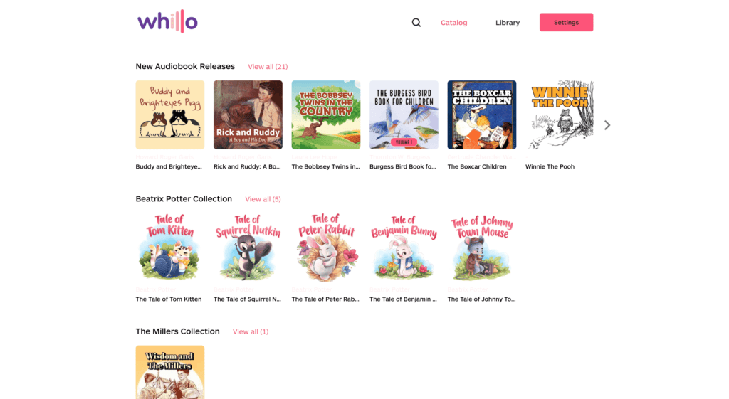 Browse screen of Whillo